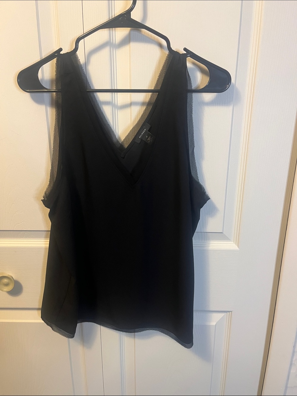 Halogen Black V-Neck Sheer-Trim Tank